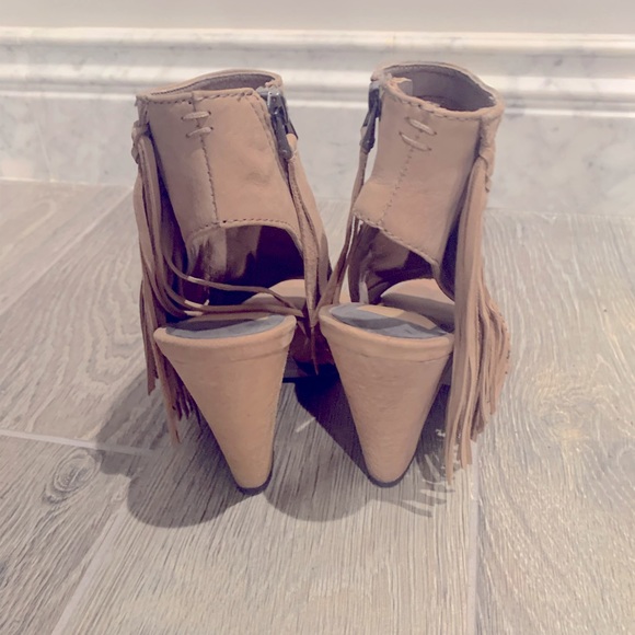 Dolce Vita Noralee Peep Toe Suede Fringe Boots - Picture 4 of 7